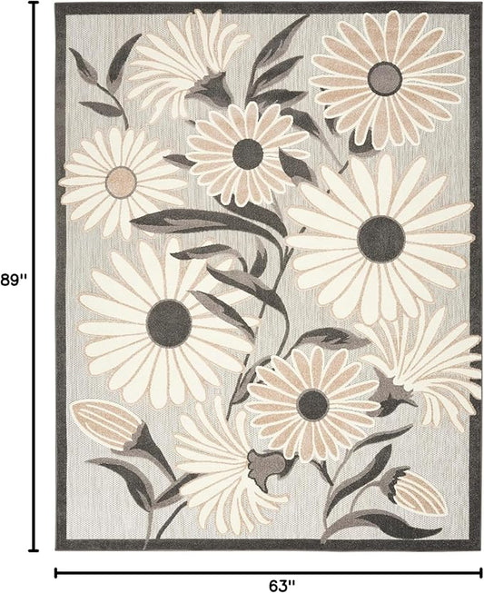 Nourison Home Aloha Beige 5'3" x 7'5" Area Rug - Easy Clean, Non Shedding, Bed Room, Living Room, Dining Room, Kitchen (5' x 8')