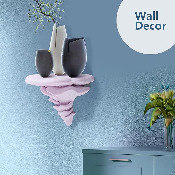 UITWMKTG 1 Pack Large Mushroom Shelves Floating Shelf Cottage Core Wall Decor Cute Hanging Shelf for Home Living Room Bedroom Kitchen Unique Wall Decor Pink
