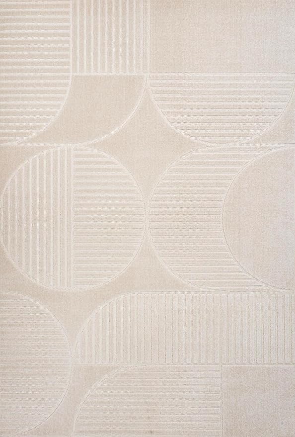 JONATHAN Y Nordby High-Low Arch Striped Ivory/Cream Indoor/Outdoor Area Rug, 8x10, Modern, Contemporary, Geometric, Bohemian, Bedroom, Kitchen, Living Room,Non Shedding (SCN104B-8)