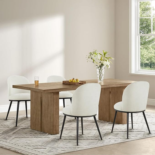 Dining Chairs Set of 4, Fabric Upholstered Dining Room Chairs with Ergonomic Backrest & Metal Legs, Modern Kitchen Side Chairs for Home, Restaurant, and Café, Dove, 2 Boxs