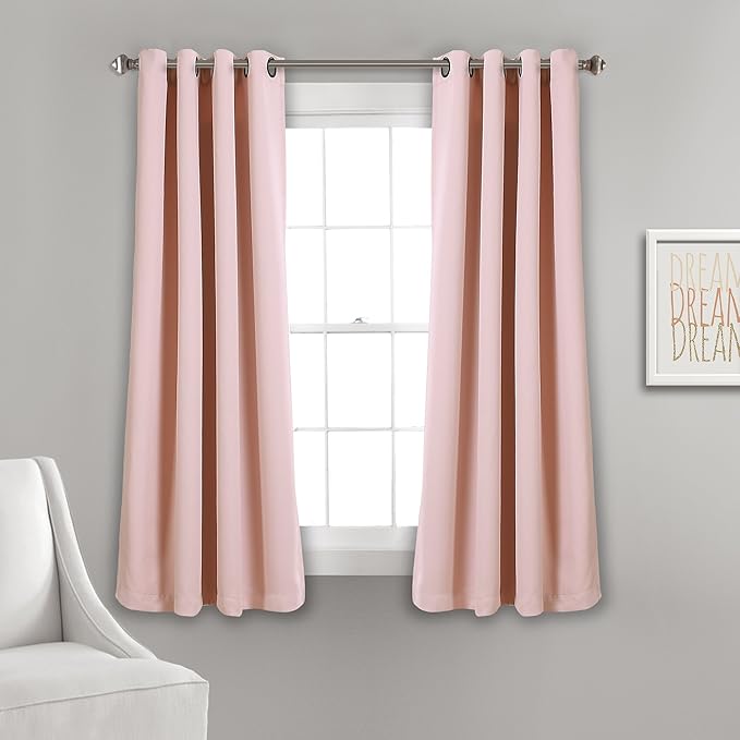 Lush Decor Insulated Grommet Blackout Window Curtain Panels, Pair, 52" W x 63" L, Pink - Classic Modern Design - Chic Window Decor - Curtains For Living Room, Bedroom, Or Dining Room