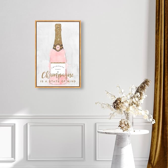 The Oliver Gal Artist Co. Drinks and Spirits Wall Art Framed Canvas Prints 'Champagne Mind Glitter' Champagne