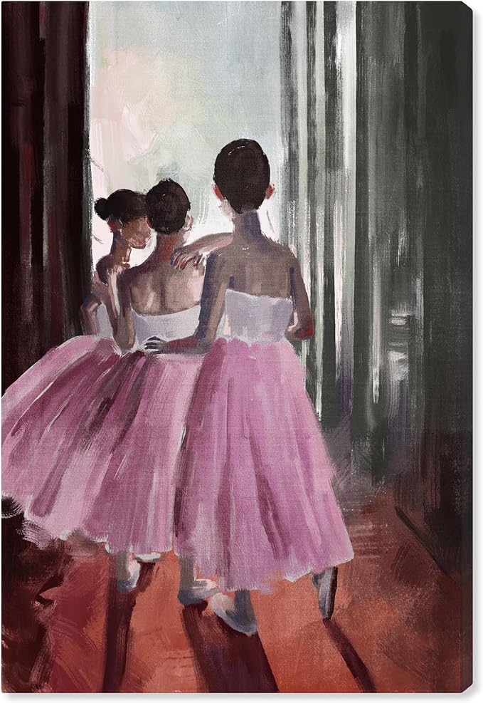 Art Remedy Little Girls Ballerinas Canvas Classic Vintage Wall Art, Gallery Wrapped, 24" x 36"