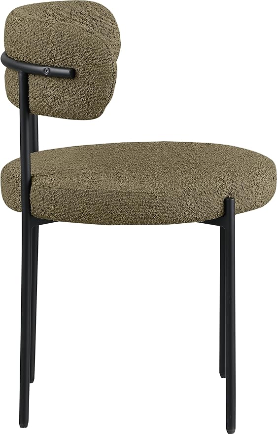 Meridian Furniture Beacon Olive Green Boucle Fabric Dining Chair (Set of 2)
