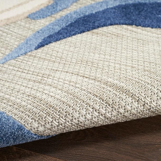 Nourison Home Aloha Blue Grey 2' x 3' Area Rug - Easy Clean, Non Shedding, Bed Room, Living Room, Dining Room, Kitchen (2' x 3')