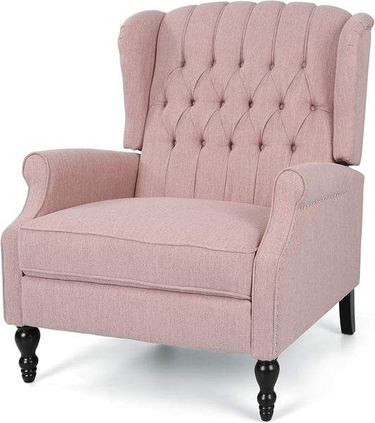 Christopher Knight Home Salome Push Back Recliner, Light Blush, Dark Brown