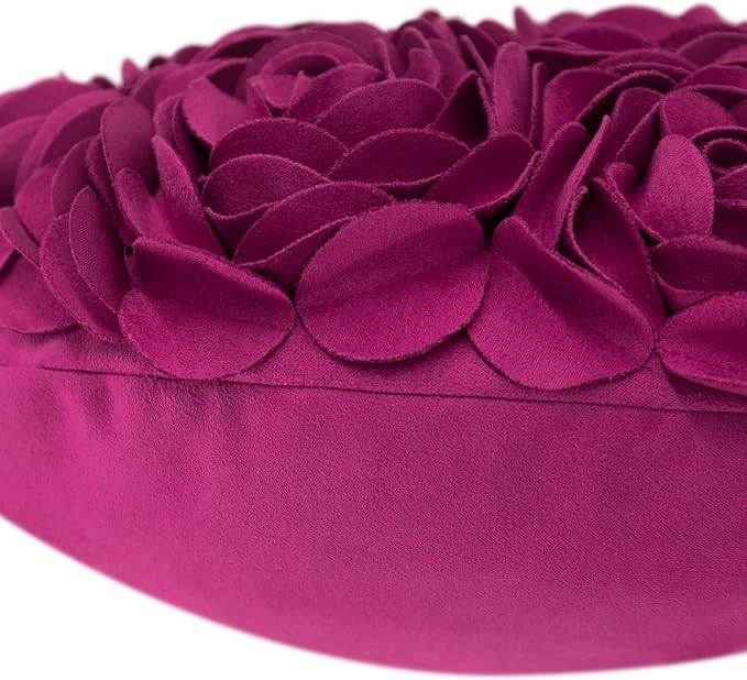 JWH Heart Flower Throw Pillow Covers Decorative Floral Shaped Accent Cushion Soft Pillowcase for Sofa Couch Living Room Bed Chair 14x16 Inches Purple Red