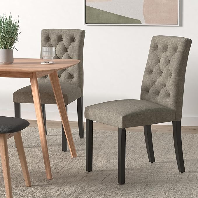 Modway Duchess Fabric Set of 4, Four Dining Chairs, Granite