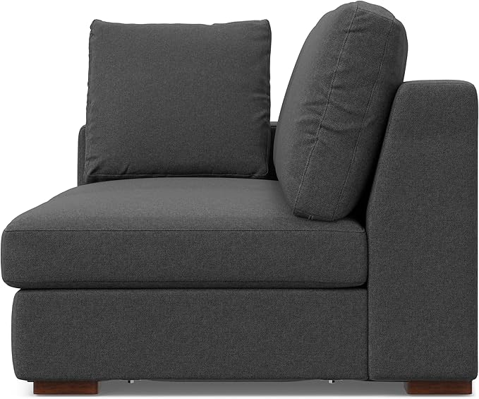 SIMPLIHOME Charlie Right-Facing Sectional Sofa in 100% Recycled Polyester Tightly Woven Performance Fabric, Pebble Grey, 122-inches Wide, Handcrafted Contemporary Style L-Shaped Couch with Chaise