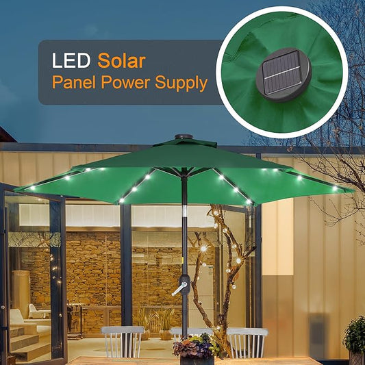 7.5ft Outdoor Umbrella Patio Umbrella with Solar Lights,18 LED Lighted Table Market Outdoor Umbrella, 2-Year-Non-Fading, for Pool, Deck, Garden,Backyard