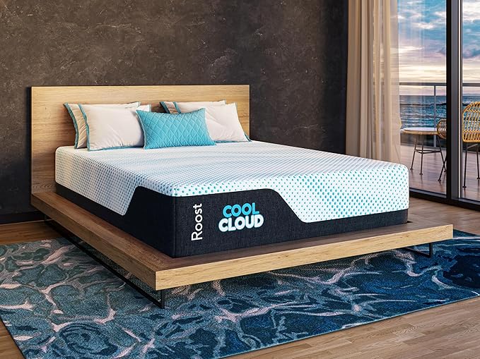 ROOST SLEEP Cool Cloud 14-Inch King Mattress, Gel Memory Foam for Back Pain Relief & Cool Sleep, Medium Plush, CertiPUR-US Certified, Made in USA, Bed in a Box