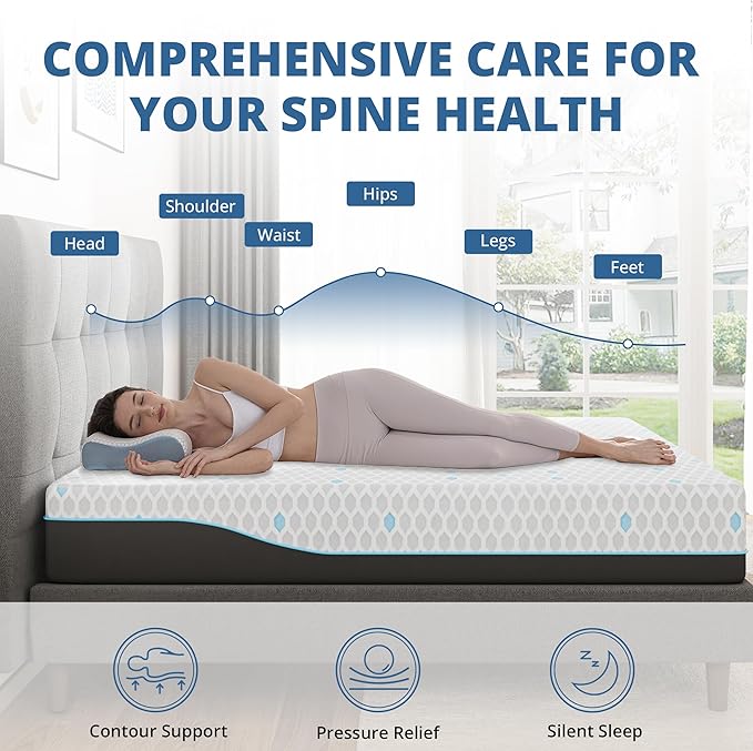 EGOHOME 10 Inch Twin Mattress, Charcoal Gel Cooling Memory Foam Mattress in a Box, Medium Fiberglass Free, CertiPUR-US Certified, Hexagonal Pattern