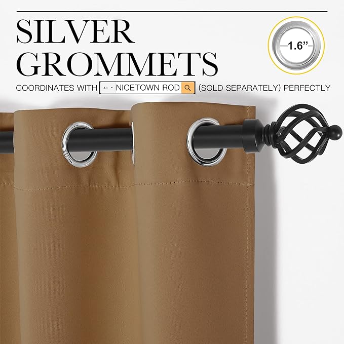 NICETOWN Door Curtain for Doorway Privacy, Curtains 132" Length, Room Divider Curtain Cover, Blackout Temporary Insulated Closet Curtain for Bedroom Closet (Gold Brown, 1 Panel, 11ft Tall x 5ft Wide)