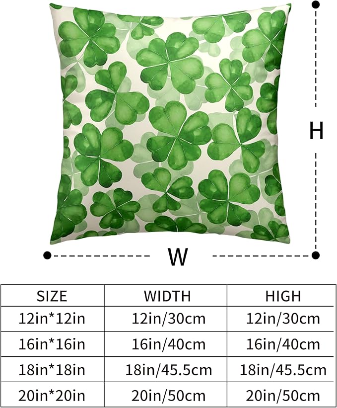 Saint Patricks Day Pillow Covers 20x20 Green Clover Pillow Case Set of 2 Lucky Charm Throw Pillow Covers St Patricks Cotton Blend Cushion Case for Living Room Sofa Couch