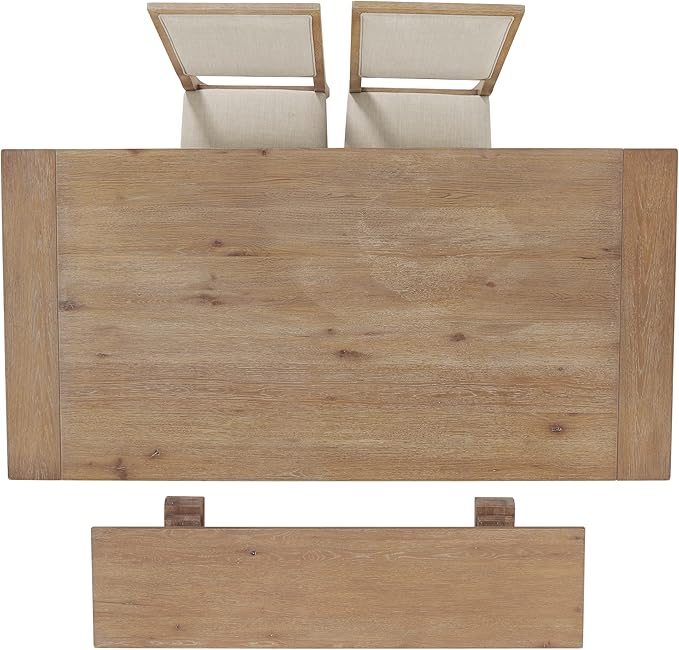 Crosley Furniture Joanna 4-Piece Modern Farmhouse Dining Table Set for 5 with 2 Upholstered Chairs and a Wood Bench, Rustic Brown/Creme
