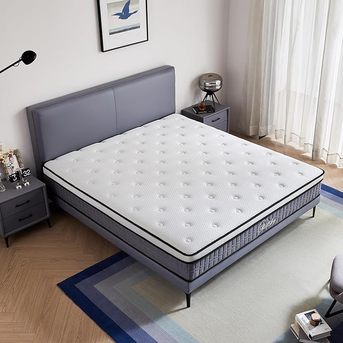 Bitsky Full Size Mattress - 12 inches Gel Memory Foam Hybrid Mattress in a Box, Pocket Springs, Medium Firm, Pressure Relief & Motion Isolation, CertiPUR US Certified