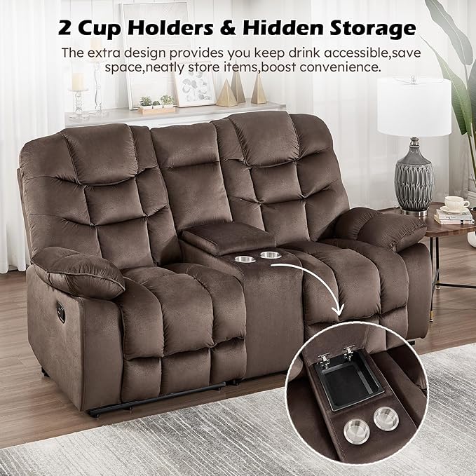HAOMARKETS Power Recliner Chair Set of 2 with Massage and Heat, 41" Wide Electric Reclining Chairs with USB Port, Breathable Fabric Overstuffed Reclining Sofa for Living Room, Brown