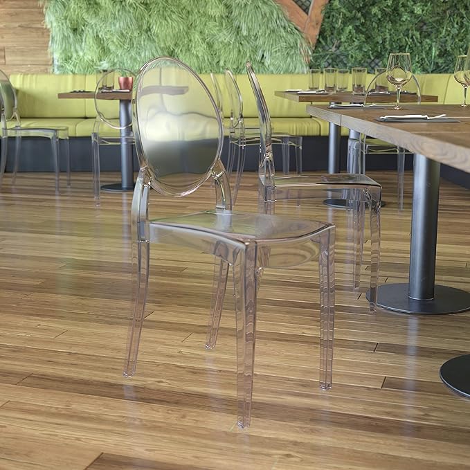 Flash Furniture Set of 4 Extra Wide Resin Ghost Chairs with 700 LB. Weight Capacity - Clear Kitchen and Dining Room Chair - Acrylic Event Chair for Indoor/Outdoor Use