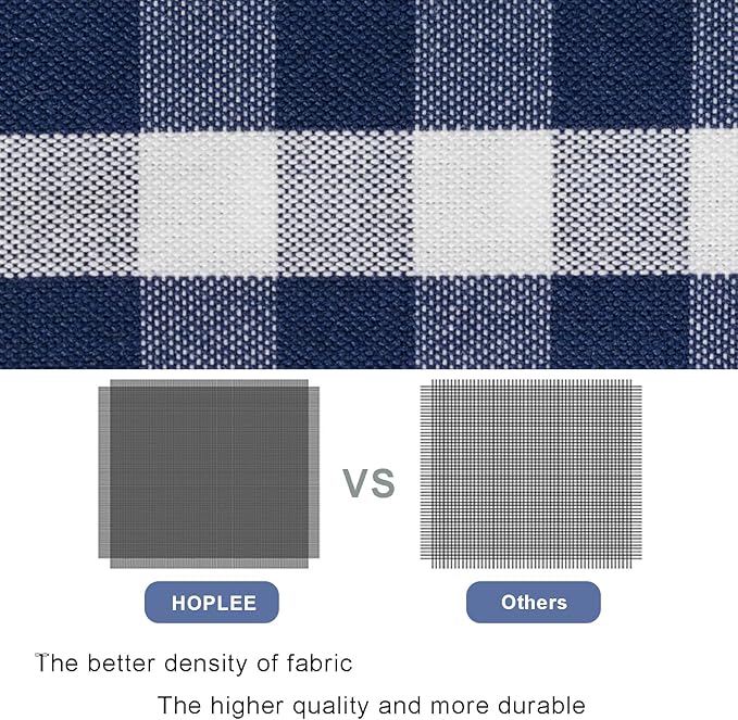 HOPLEE Navy Blue Decorative Pillow Cover 16x16 Pillow Cover with Buffalo Plaid, Solid Navy Blue, Tricking Stripe and Gingham Plaid Design 16x16 Inches Set of 4