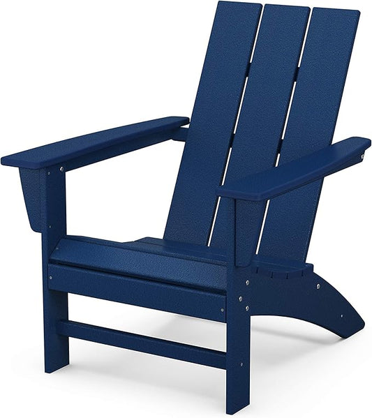 POLYWOOD Modern Adirondack Chair – All-Weather Outdoor Lawn Adirondack Chairs – HDPE, Fade-Resistant & Durable Outdoor Furniture – For Patio, Deck & Fire Pit Chairs – Navy