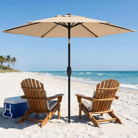 SUNVIVI OUTDOOR Outdoor Patio Umbrella, Patio Umbrella, Market Umbrella, Large Outdoor Umbrella, Metal Pole Umbrella with Push Button Tilt and Crank, Polyester Canopy