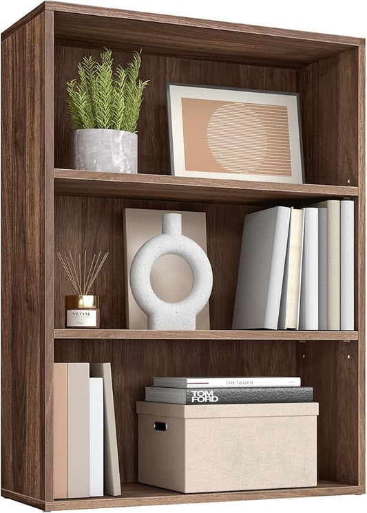 VASAGLE Custos Collection - Bookshelf, 3-Tier Bookcase, Book Shelf, Open Storage Shelf, 9.4 x 23.6 x 32 Inches, for Living Room, Home Office, Dining Room, Natural Walnut ULBC163K01