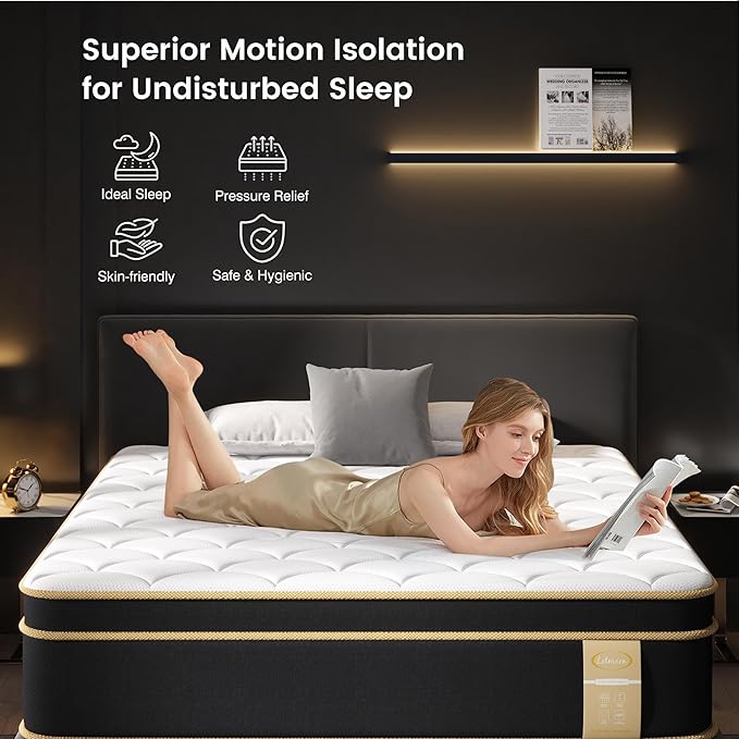 King Size Mattress [New Version], 16 Inch Gel Memory Foam Hybrid Mattress King Bed in a Box, Pressure & Pain Relief, CertiPUR-US, Medium Feel, Individual Pocket Spring, Edge Support