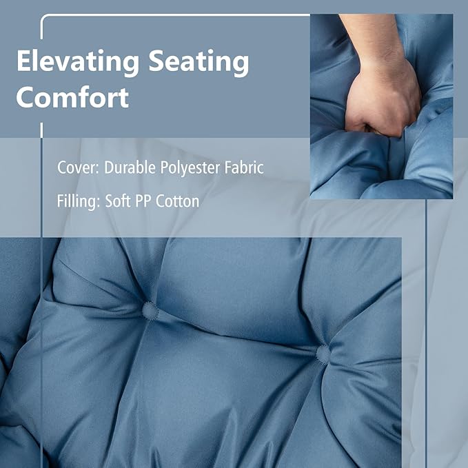 GORELAX Lazy Chair with Ottoman, Modern Accent Chair w/Armrests & Side Pocket, Upholstered Lounge Sofa Chair & Folding Footstool Set, Reading Chair for Bedroom, Living Room, Dorm Room (Navy)