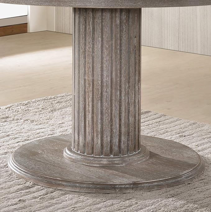 Roundhill Furniture Ferran Wood Pedestal Dining Table, Gray