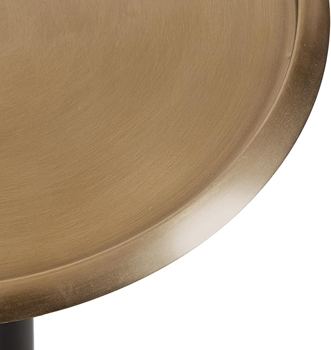 Kate and Laurel Sanzo Modern Pedestal Round Side Table, 15 x 15 x 24, Antique Brass and Black, Circle End Table with Metal Tabletop for Use as Indoor Plant Stand or Bedroom Nightstand