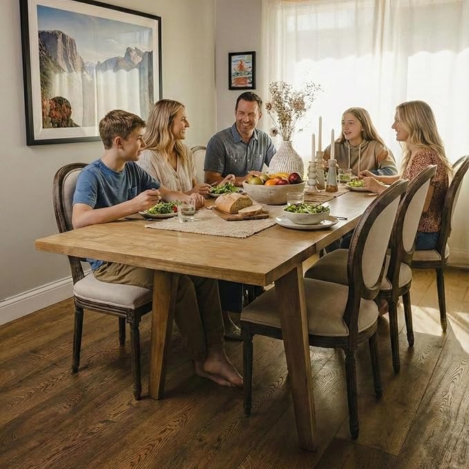 Hevea Premium Solid Wood Extension Dining Table, Expandable Table for 4 to 8 Seats, Adjustable Modern Wooden Dining Furniture (Chairs Sold Separately)
