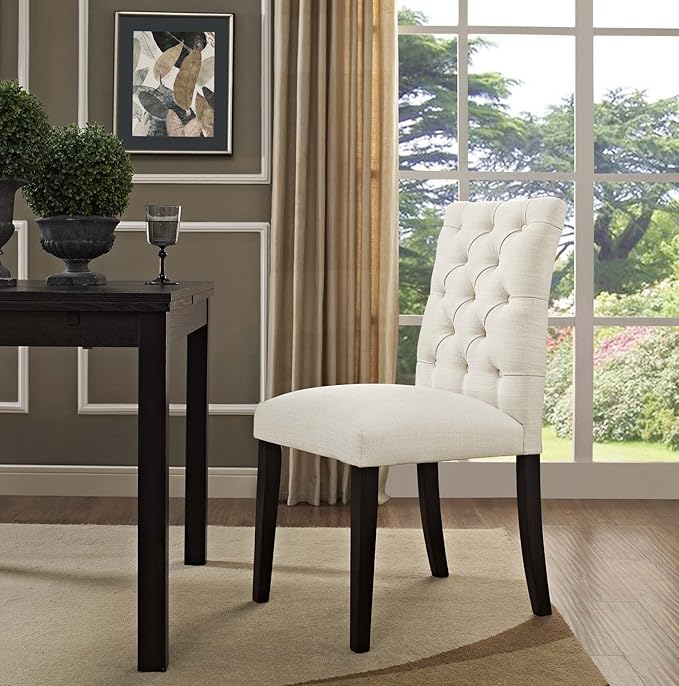 Modway MO- Duchess Modern Tufted Button Upholstered Fabric Parsons, Dining Chair, Beige