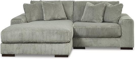 Signature Design by Ashley Lindyn Casual Left-Arm Facing 2-Piece Sectional with Chaise, Reversible Cushions and 4 Throw Pillows, Gray