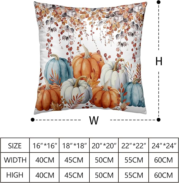 Fall Pillow Covers Colorful Pumpkin Throw Pillow Covers Autumn Thanksgiving Harvest Pillow Case 24x24 Set of 2 Double Sided Printing Cushion Case for Bedroom Couch Sofa