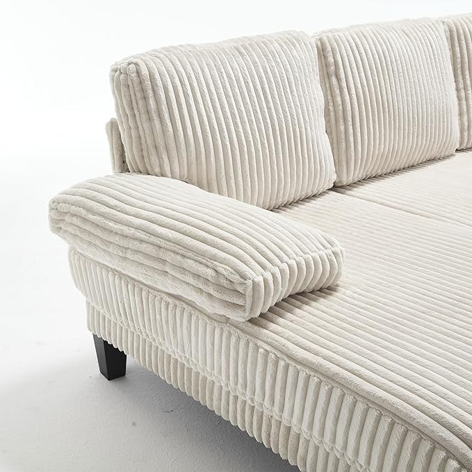 Eafurn Symmetrical U Shaped Sectional Sofa with Double Chaise Lounge,Modern Corduroy Upholstered Oversized Corner Couch, Deep Seat Comfy 4-Seater Sofa w/Pillow-top Armrest for Living Room