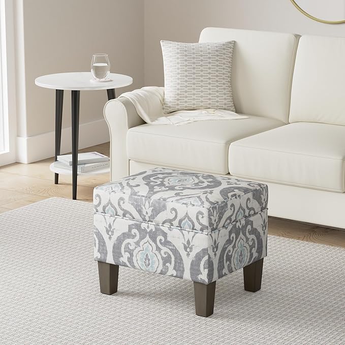 Spatial Order Home Decor | Dinah Collection Modern Storage Ottoman | Ottoman with Storage for Living Room & Bedroom(Blue Slate)