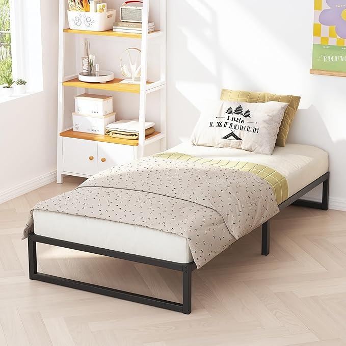 10 Inch Twin XL Bed Frames, Mattress Foundation with Steel Slat Support, No Box Spring Needed, Easy Assembly, Black