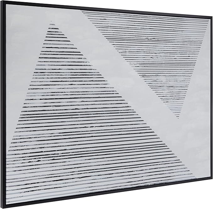 Deco 79 Canvas Geometric Framed Wall Art with Black Frame, 66" x 2" x 48", Black