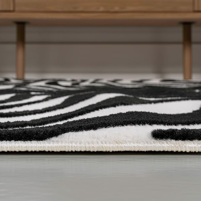 JONATHAN Y Maribo High-Low Abstract Striped Black/White 8x10 Area Rug Indoor, Non-Shedding, Stain Resistant for Bedroom, Living Room, Kitchen (SCN103F-8)
