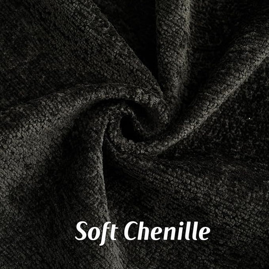 FUTEI Black Chenille Throw Pillow Covers 20x20 Inch Set of 2,Soft Cozy Bound Edge Design Cushion Case,Home Decor for Couch Bed Living Room