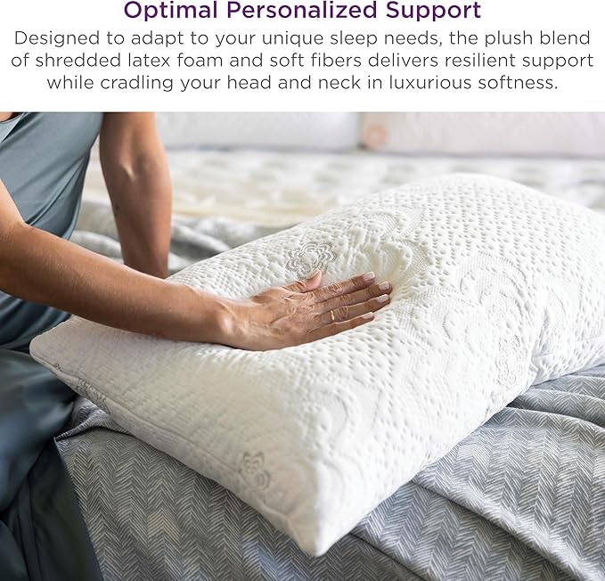 PranaSleep Dharma Adjustable Latex Pillow, Back, Stomach, and Side Sleeper Pillows for Adults, Bedding Essentials for Hot Sleepers, King Size, 36" L x 17" W x 6" H