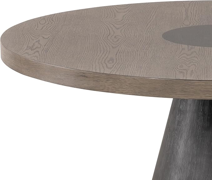 Furniture of America Demi Modern Solid Wood 54-inch Round Dining Table with Cone-Shaped Pedestal Base, Two-Tone Design, Seats up to 4, for Home Kitchen, Living Room, Dinettes, Rustic Oak/Dark Walnut