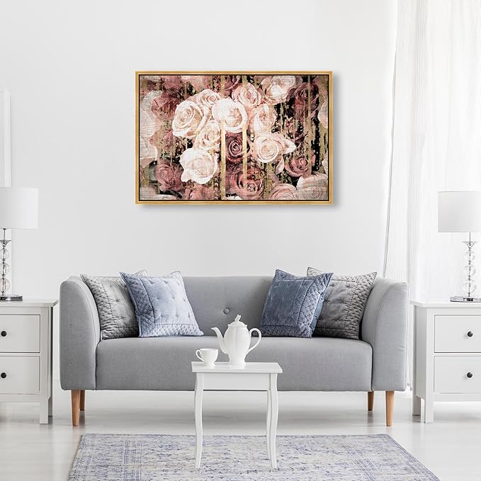 The Oliver Gal Artist Co. Floral and Botanical Framed Wall Art Canvas Prints 'Shabby Chic Romance' Florals