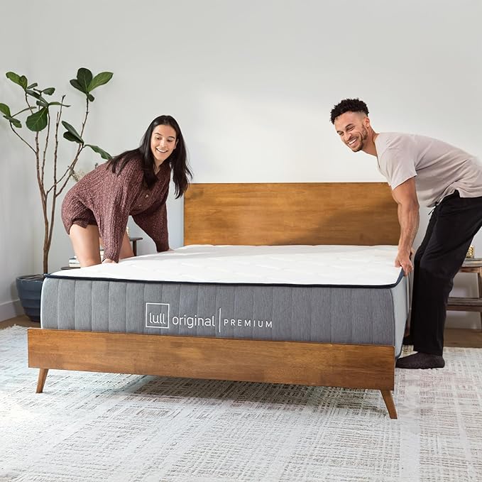 Lull Premium 12 Inch Twin Mattress XL – 5 Layer Memory Foam Mattress – Highest Density Bed in a Box with Cooling Tech & Therapeutic Support – Durable with Medium-Firm – 365 Night Trial, White-Grey