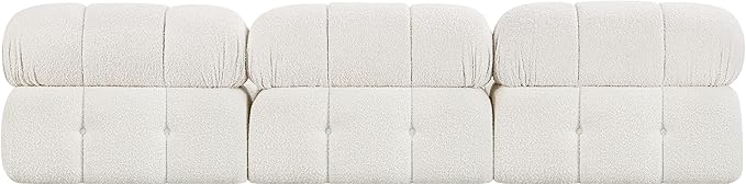 Meridian Furniture 611Cream-S102B Ames Collection Modern | Contemporary Modular Sofa with Rich Cream Boucle Fabric, Modular to Create Infinite Configurations, 102" W x 34" D x 28" H, Cream