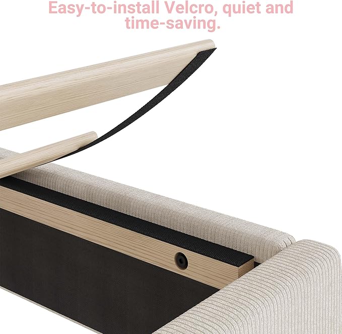 Twin Size Velvet Bed Frame, Corduroy Upholstered Twin Bed Frames Platform with Adjustable Headboard, Cute Velvet Twin Bed, Strong Wooden Slats, No Box Spring Needed, Noise Free, Easy Assembly, Beige