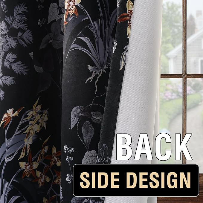 H.VERSAILTEX Blackout Curtains for Bedroom/Living Room Thermal Insulated Printed Curtain Drapes 84 Inches Long Energy Efficient Room Darkening Curtains Pair (2 Panels), Vintage Brocade