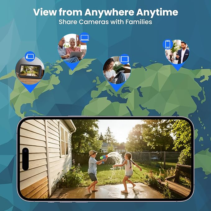 xmartO Wireless Solar Security Camera System, 10CH 4K Expandable WiFi6 NVR+4*4MP 2K Outdoor Cams, All Weather Solar, 2-Way Audio, IR&Color NV, Long Range WiFi Mesh, Free 2-Years Video,No Monthly Fees