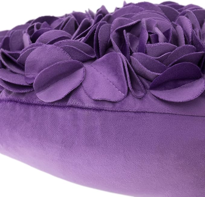 JWH Heart Flower Throw Pillow Covers Decorative Floral Shaped Accent Cushion Soft Pillowcase for Sofa Couch Living Room Bed Chair 14x16 Inches Purple