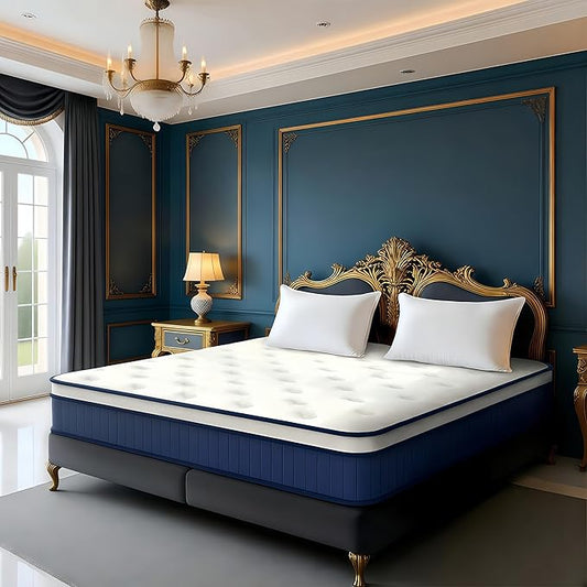 Queen Size Mattress 80 * 60 * 12 Inches Soft and Breathable Cotton Ergonomic Design Individually Pocketed Reinforced Springs All Around Quiet Sleep Comfort and Durable